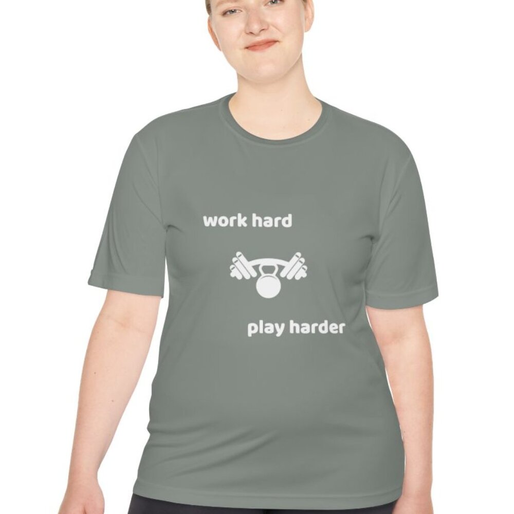 Work Hard, Play Hard Unisex Moisture Wicking Tee - Fitness Apparel